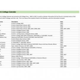 St John's Theological College Calendar 1845 - 1852