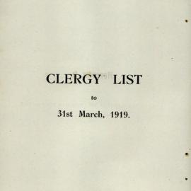 Clergy List General Synod Proceedings 1919 - Diocese of Nelson