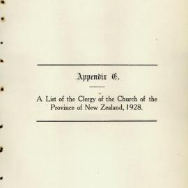 Clergy List General Synod Proceedings 1928 - Diocese of Waikato