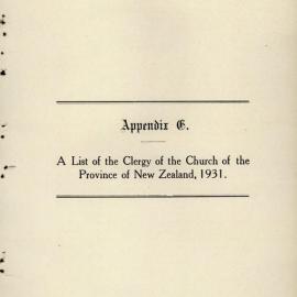 Clergy List General Synod Proceedings 1931 - Diocese of Auckland