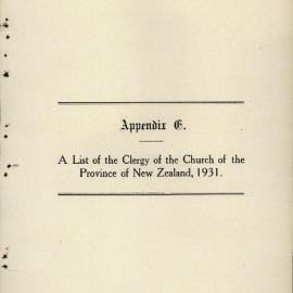 Clergy List General Synod Proceedings 1931 - Diocese of Christchurch