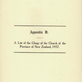 Clergy List General Synod Proceedings 1937 - Diocese of Waikato