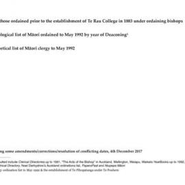 Māori clergy to 1992